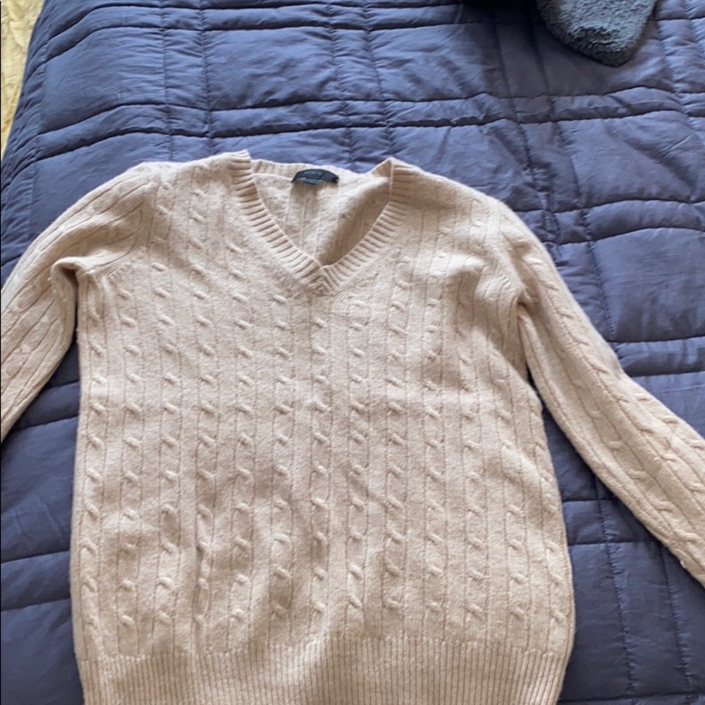 V-neck cable knit sweater